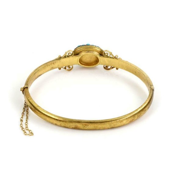 Victorian Turquoise 14k-15k YGold Bangle Bracelet - Picture 3 of 4